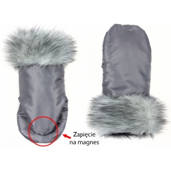 Podwójnie ocieplone mufki z futrem zapięcie magnesowe